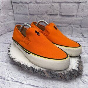 Polo Ralph Lauren Vaughn Canvas Shoes Boat Loafer Casual Orange Men’s 10.5 D